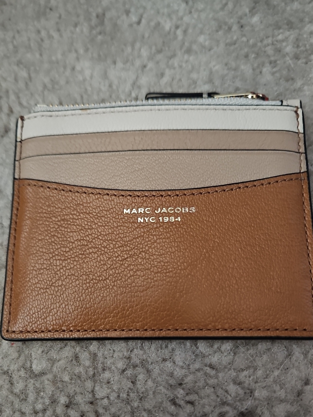 Marc Jacobs Brown, Beige & White Leather Card Holder